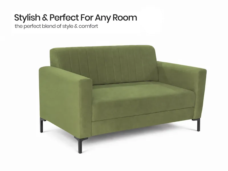 Tulip Upholstered 3 Seater Sofa in Olive Color